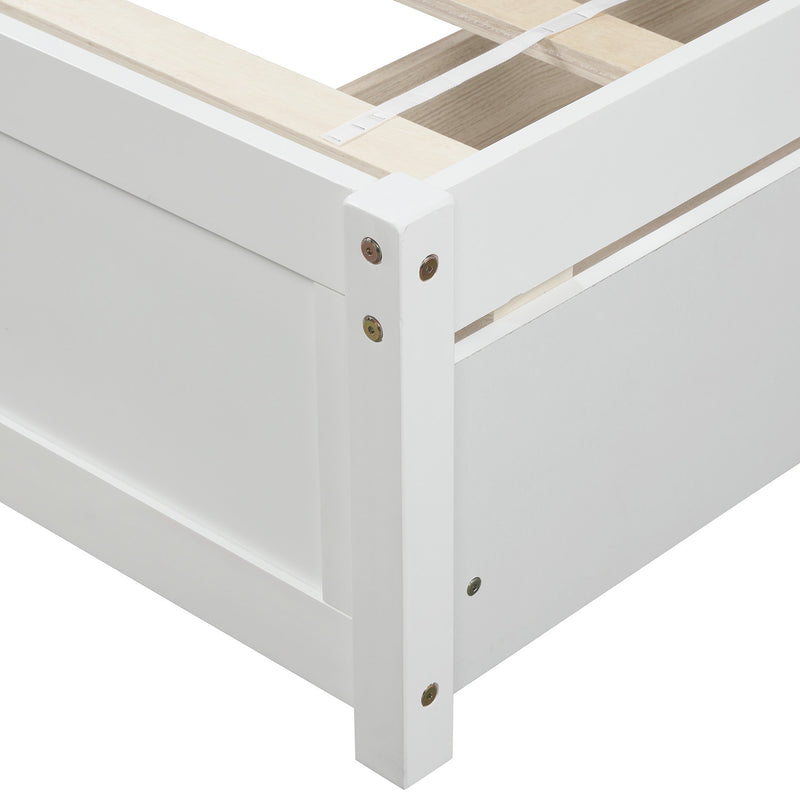 Twin Platform Storage Bed Wood Bed Frame with Two Drawers and Headboard, White (Previous SKU: SF000062KAA)