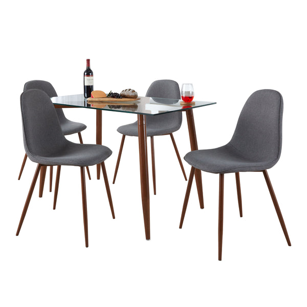 Clara Pebble - 5 Piece Mid Century Modern Elegant Dining Set