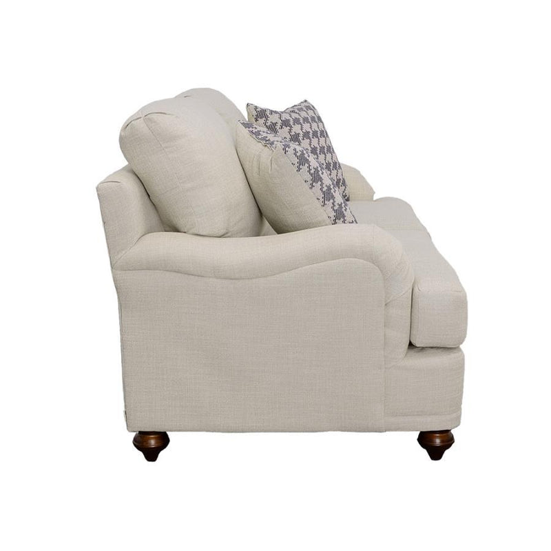 Glenn - Upholstered English Arm Loveseat - Light Gray And Blue