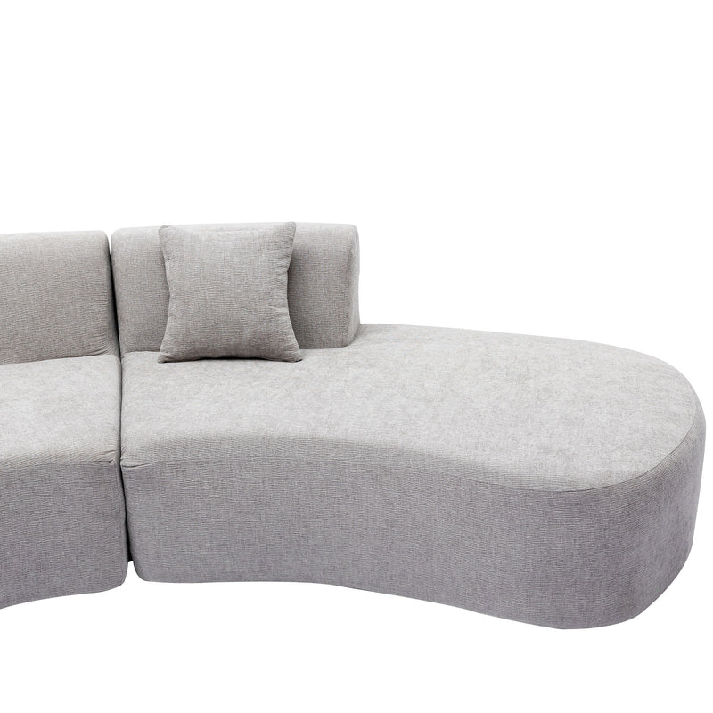 Stylish Curved Sofa Sectional Sofa Chenille Sofa Couch With Three Throw Pillows For Living Room