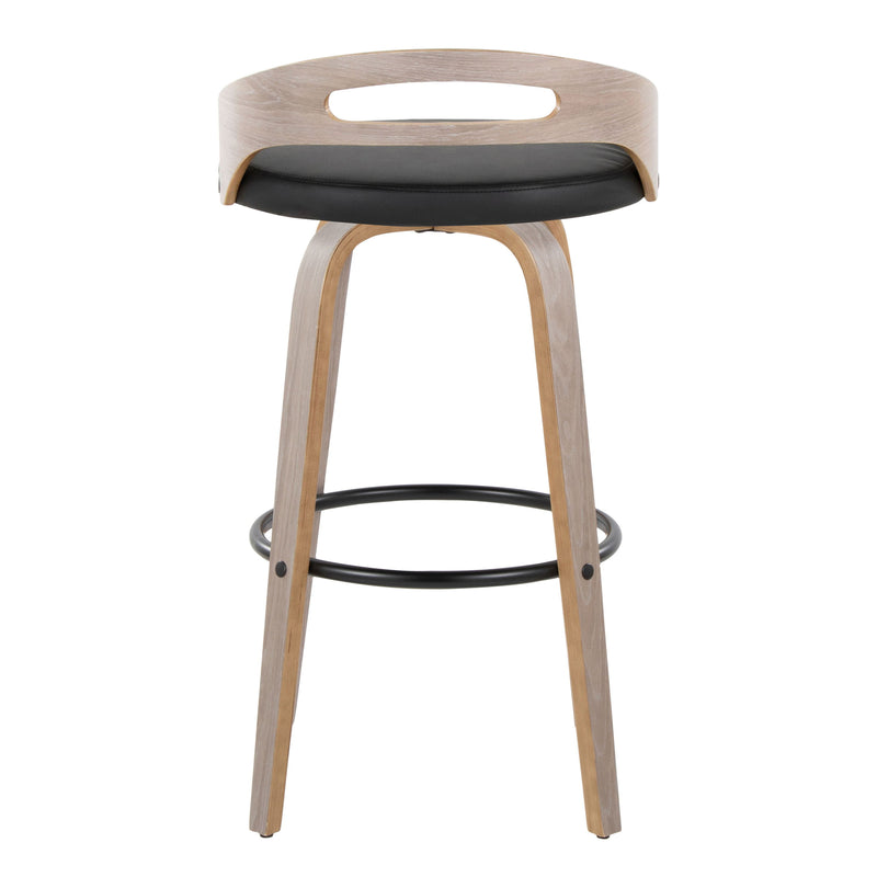 Cassis - Mid Century Modern Fixed Height Barstool With Swivel With Round Footrest (Set of 2)