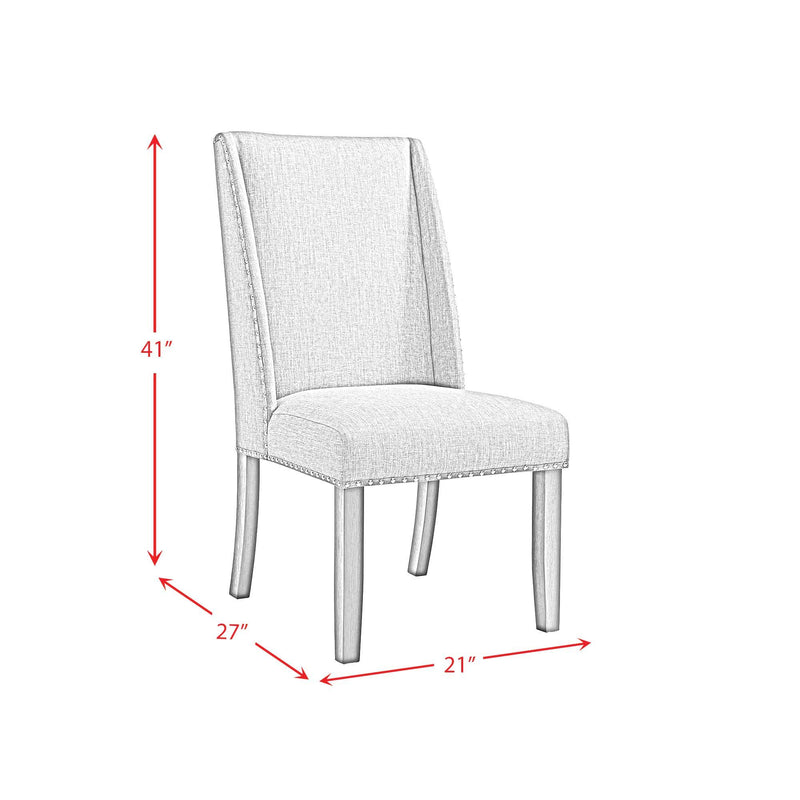 Everdeen - Side Chair with Grey Fabric and Nail Heads (Set of 2) - Charcoal