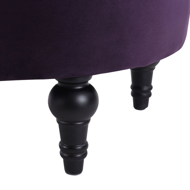 Dawn - Tufted Round Ottoman Nailhead Accents - Purple