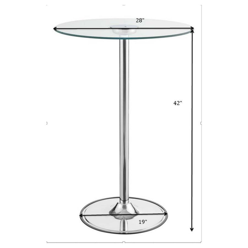 Thea - Round Glass Top LED Bistro Bar Table - Chrome - Atlantic Fine Furniture Inc