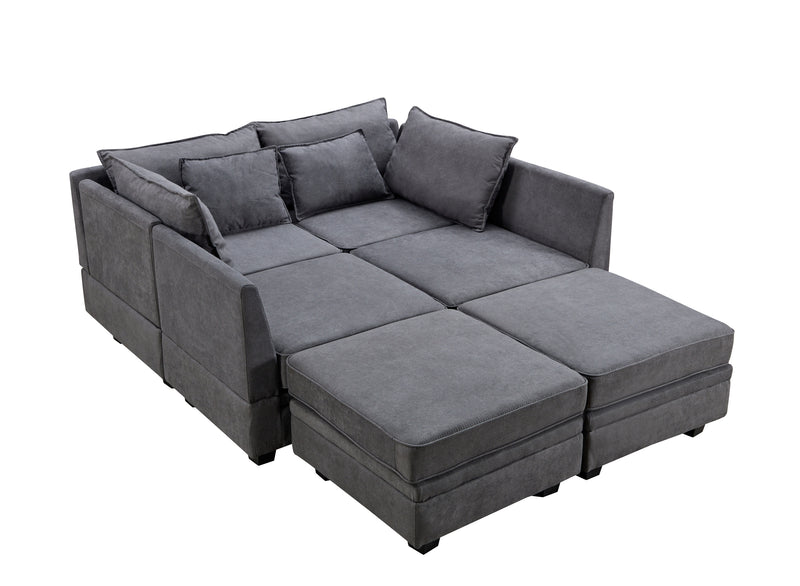 U_Style Modern Large U-Shape Modular Sectional Sofa,  Convertible Sofa Bed with Reversible Chaise for Living Room, Storage Seat