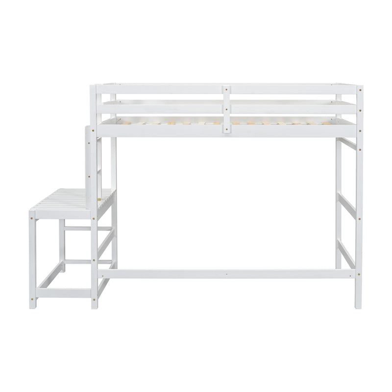 High Loft Bed With Ladder Landing Platform, Ladders, Guardrails