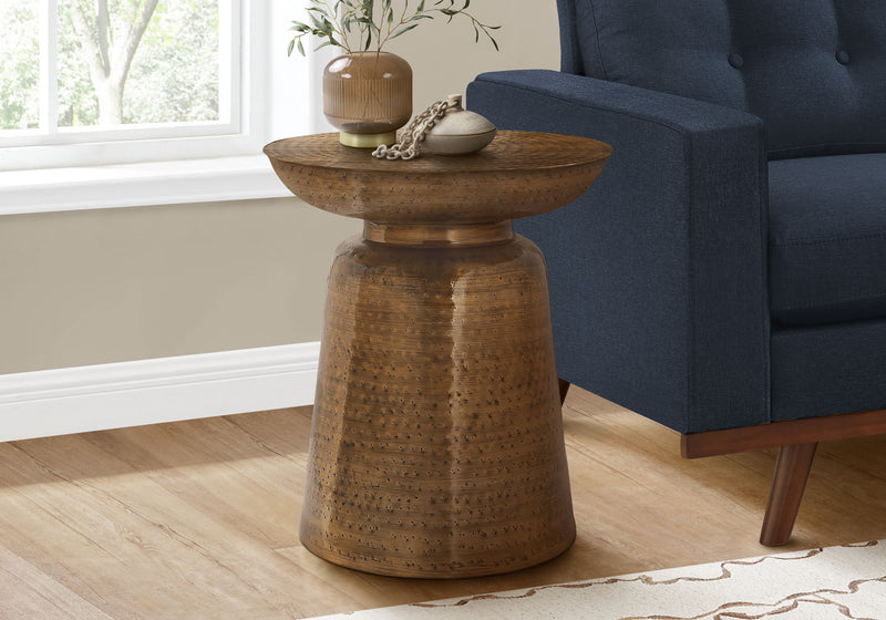 Drum Accent Side Table, Hammered Texture