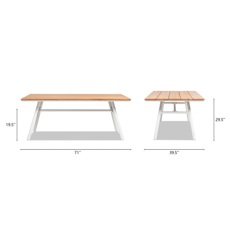 Maiden - 6 Seater Patio Dining Table - Natural Teak