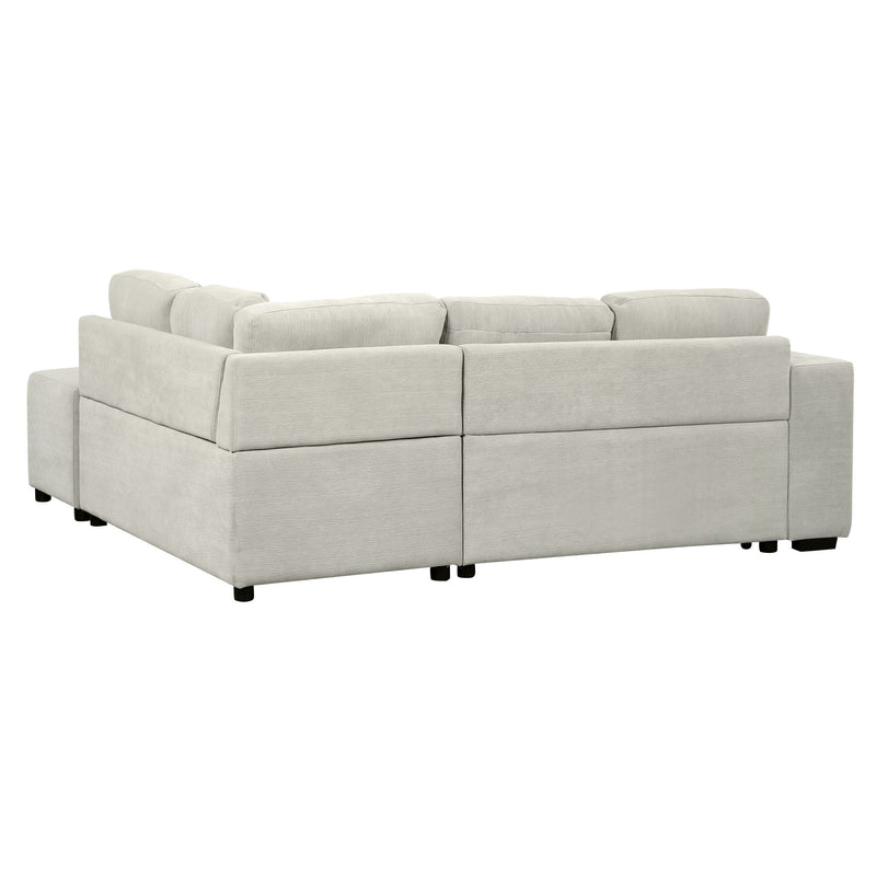 Sectional Sofa L-Shaped Sofa Couch Pull-Out Sofa Bed With A Movable Ottoman, Two USB Ports And Two Cup Holders For Living Room