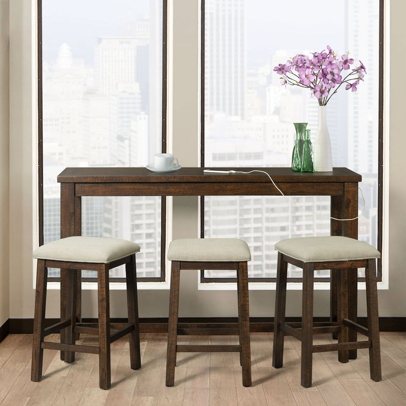 Jax - Bar Table Single Pack (Table + Three Stools) - Dark Walnut