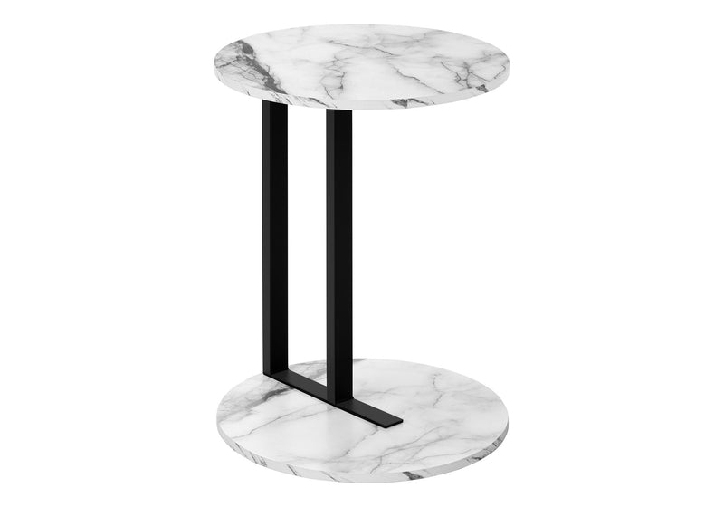 Accent Table, Side, Round, Contemporary And Modern - White / Black