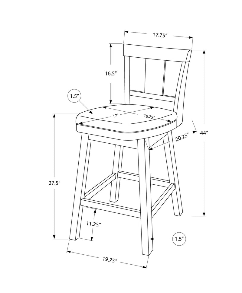 Swivel Stool Bar Height, Transitional (Set of 2) - Espresso