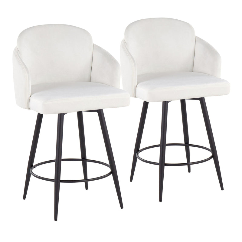 Dahlia - Contemporary Fixed Height Counter Stool With Round Footrest (Set of 2)