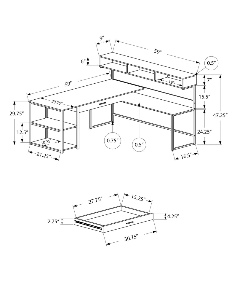 Computer Desk, Home Office, Corner, Storage Drawers, L Shape, Laptop, Contemporary & Modern