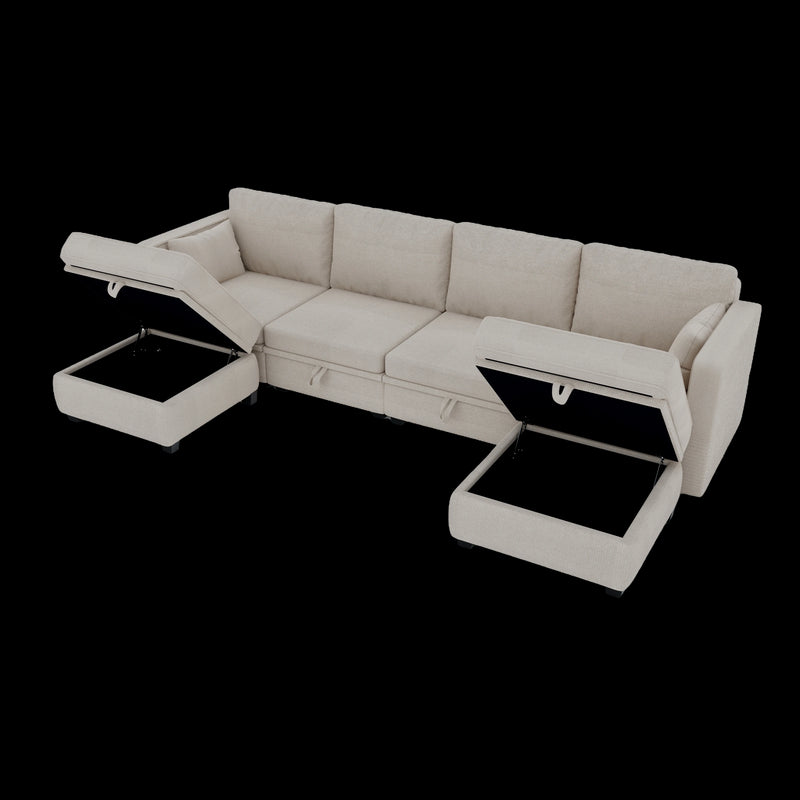 UNITED WE WIN Modular Sectional Sofa U Shaped Modular Couch with Reversible Chaise Modular Sofa Sectional Couch with Storage Seats