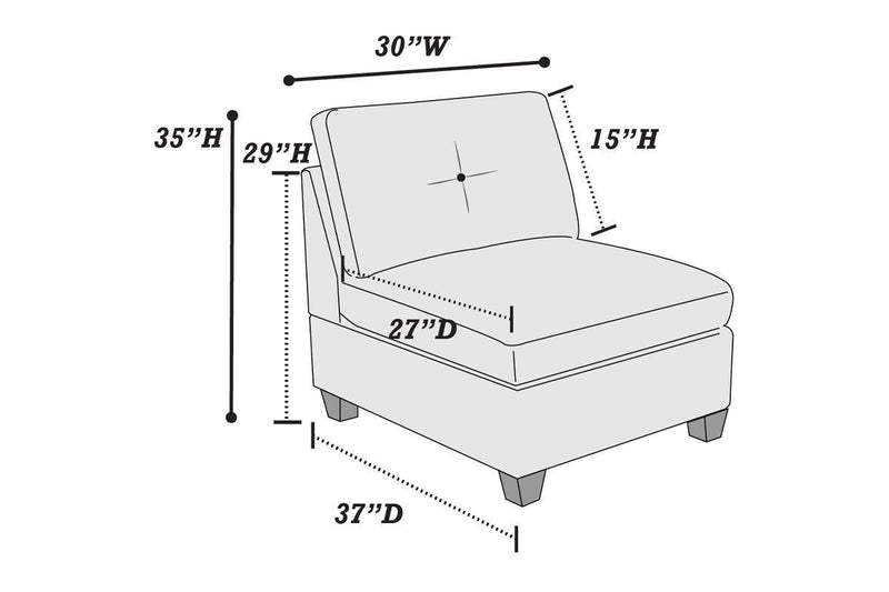 Camel Chenille Fabric Modular Sofa Set 6pc Set Living Room Furniture Couch Sofa Loveseat 4x Corner Wedge 1x Armless Chair and 1x Ottoman Tufted Back Exposed Wooden Base