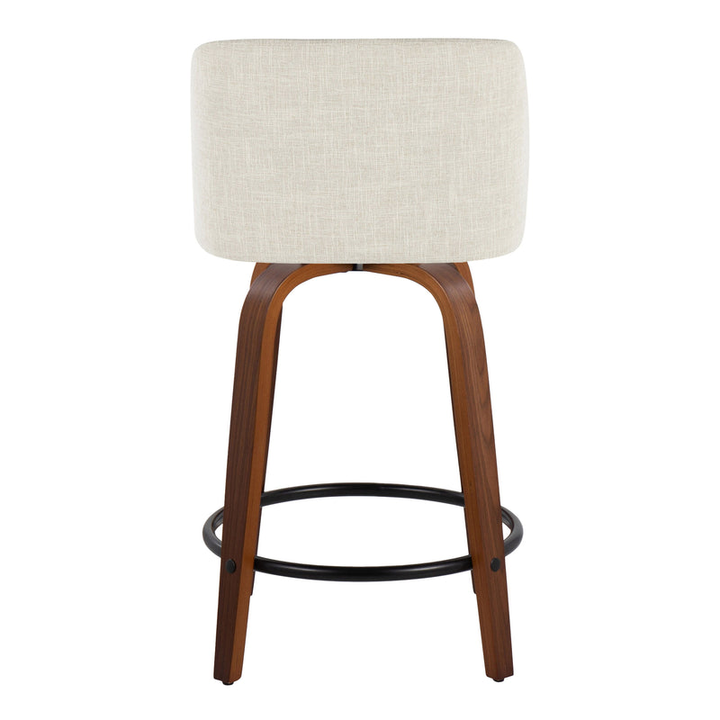 Toriano - Contemporary Fixed Height Counter Stool Swivel With Round Footrest (Set of 2)