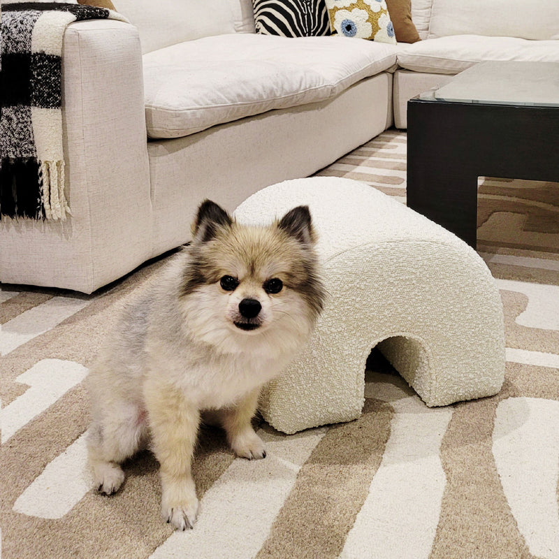 Bridge - Arched Upholstered Footstool Ottoman - Ivory White