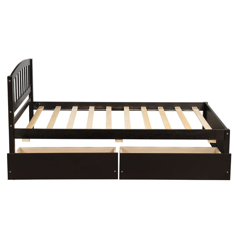 Platform Storage Bed Wood Bed Frame With Two Drawers And Headboard