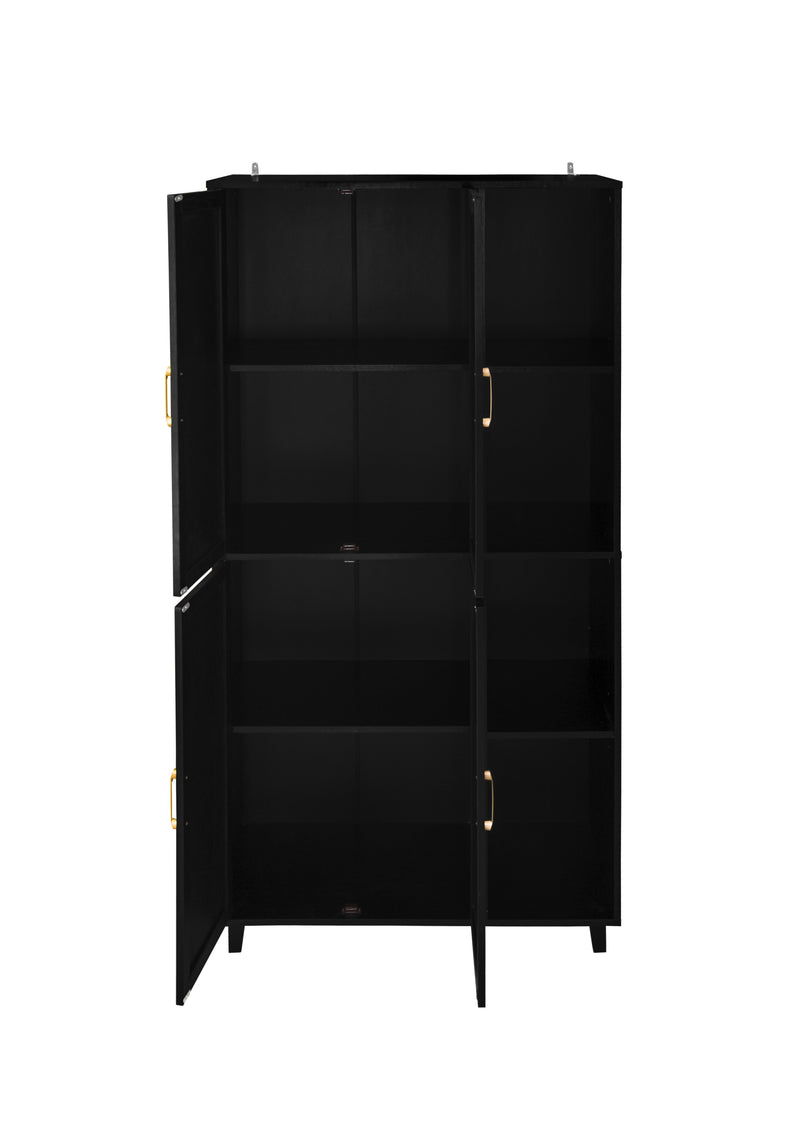 4 Door Cabinet with 4 Shelves with 4 Adjustable Inner Shelves, Storage Cabinet