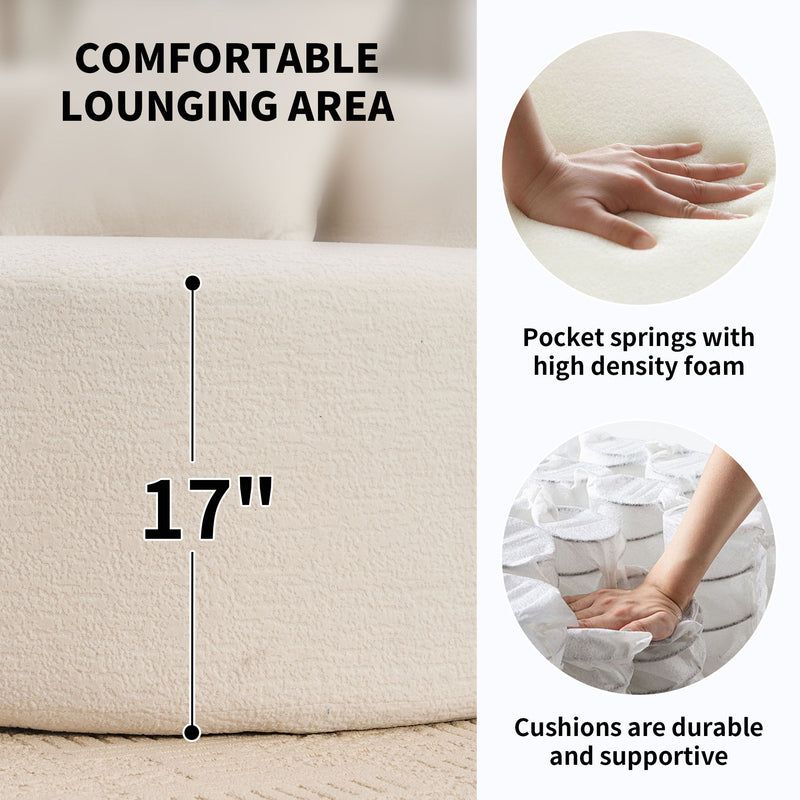 4 Seater Sofa With Chenille Fabric, 30D, 60 Hardness Full Sponge, 4 Pillow For Living Room, Home Furniture Sleeper Sectional Sofa For Apartment