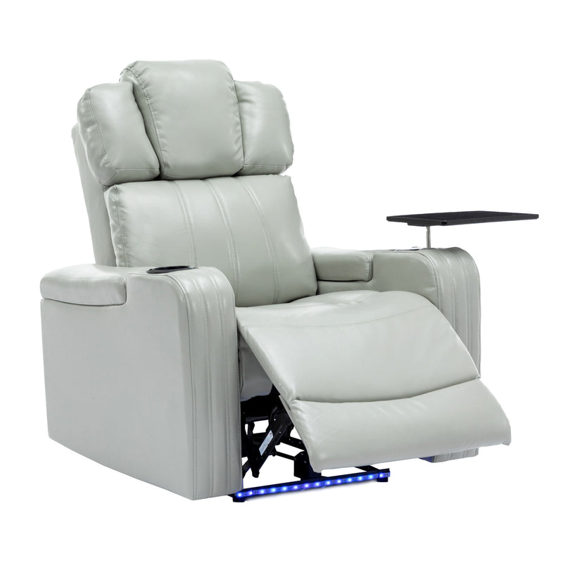 Power Recliner Individual Seat Home Theater Recliner With Cooling Cup Holder - Bluetooth Speaker, Led Lights, USB Ports, Tray Table, Arm Storage For Living Room