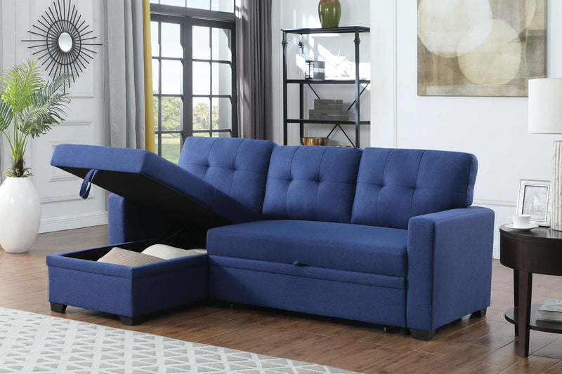 Upholstered Pull Out Sectional Sofa With Chaise