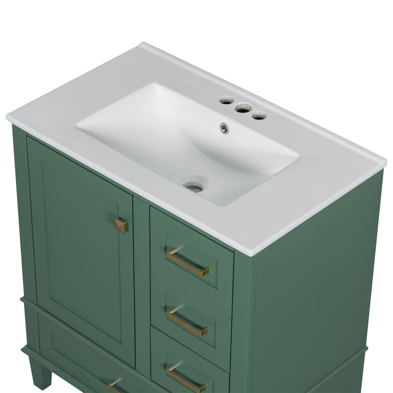 Bathroom Vanity, Modern Bathroom Cabinet With Sink Combo Set, Bathroom Storage Cabinet With A Soft Closing Door And 3 Drawers, Solid Wood Frame