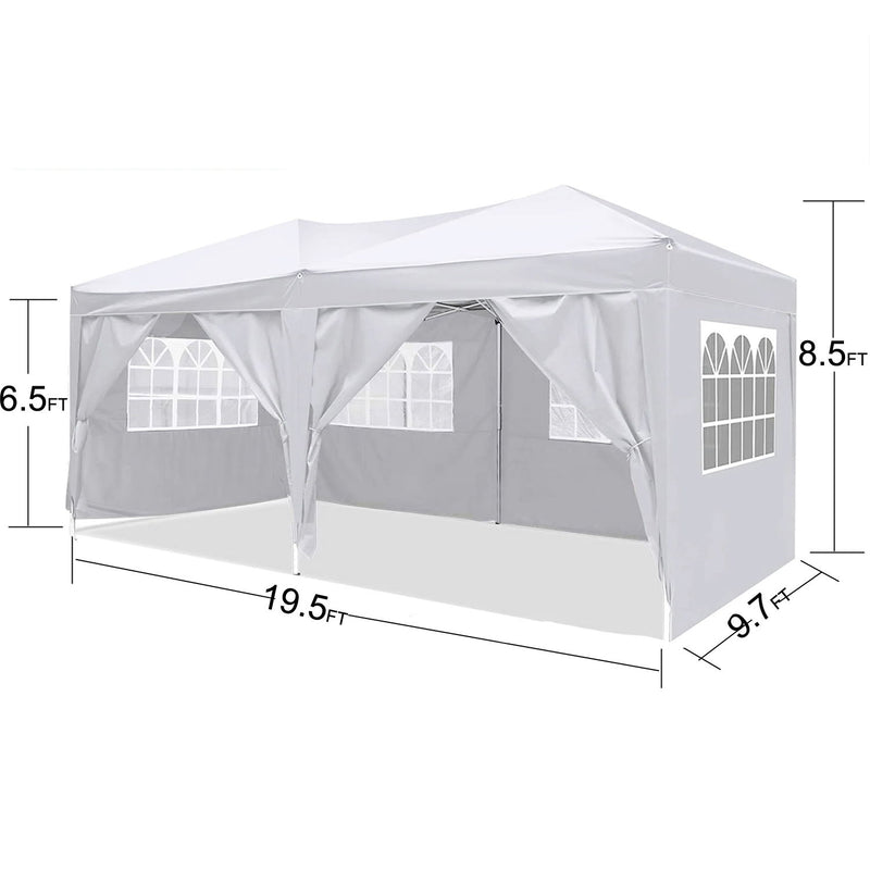 10'X20' Ez Pop Up Canopy Outdoor Portable Party Folding Tent With 6 Removable Sidewalls + Carry Bag + 4 Pieces Weight Bag