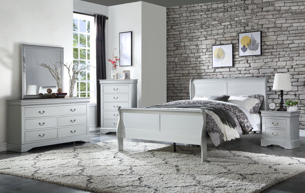 Louis Philippe - 5 Pieces Queen Bedroom Set - Platinum