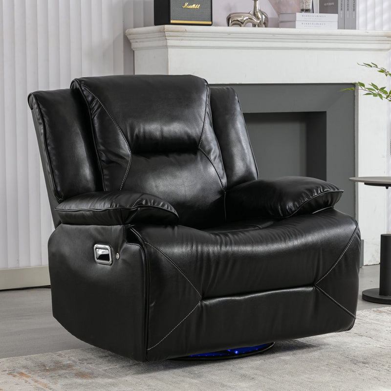 360° Swivel And Rocking Home Theater Recliner Manual Recliner Chair With A Led Light Strip For Living Room