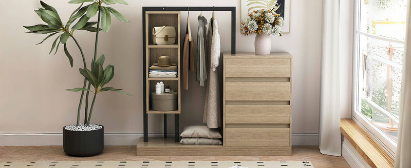 Wardrobe With 4 Drawers And 3 Shelves