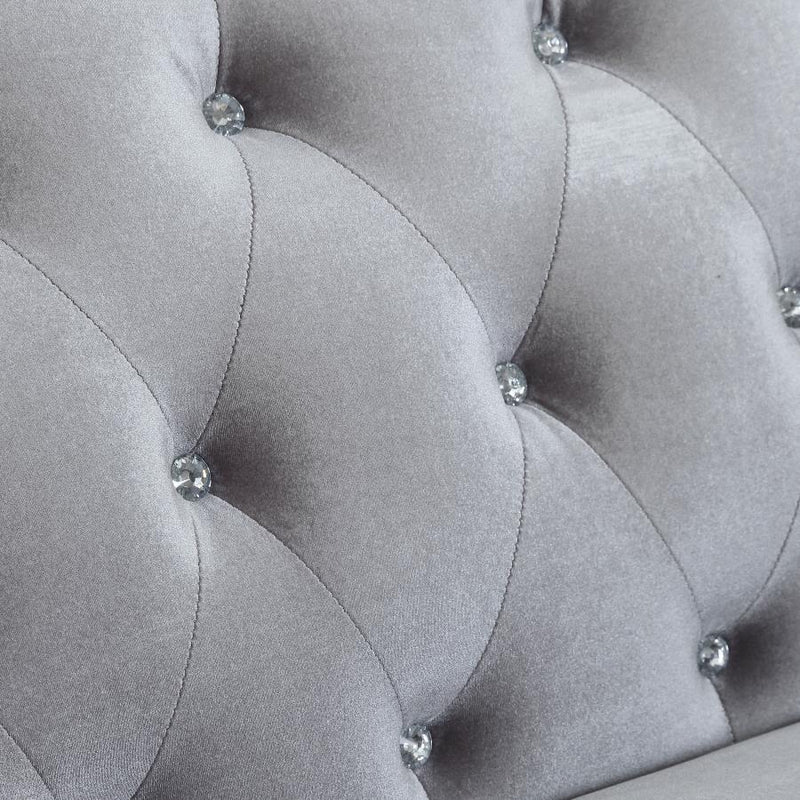 Frostine - Upholstered Rolled Arm Tufted Accent Chair - Silver