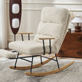 Modern Teddy Gliding Rocking Chair With High Back, Retractable Footrest, And Adjustable Back Angle For Nursery, Living Room, And Bedroom