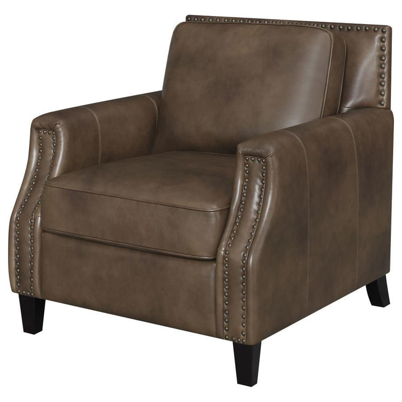 Leaton - Upholstered Recessed Arm Accent Chair - Brown Sugar