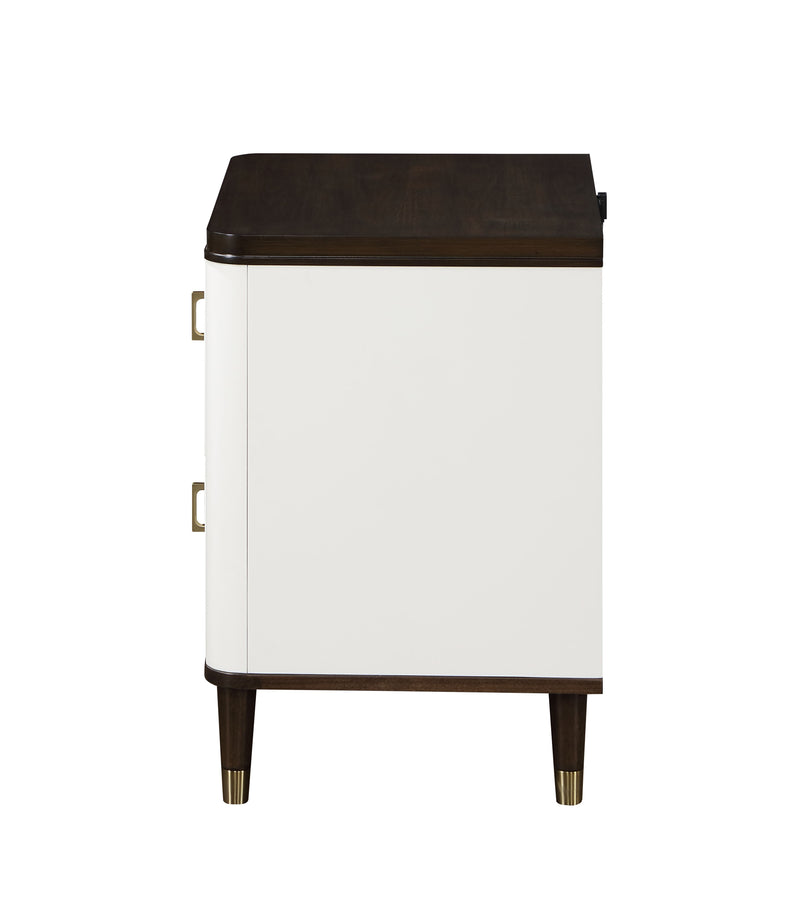 Carena - Night Stand With USB - White / Walnut