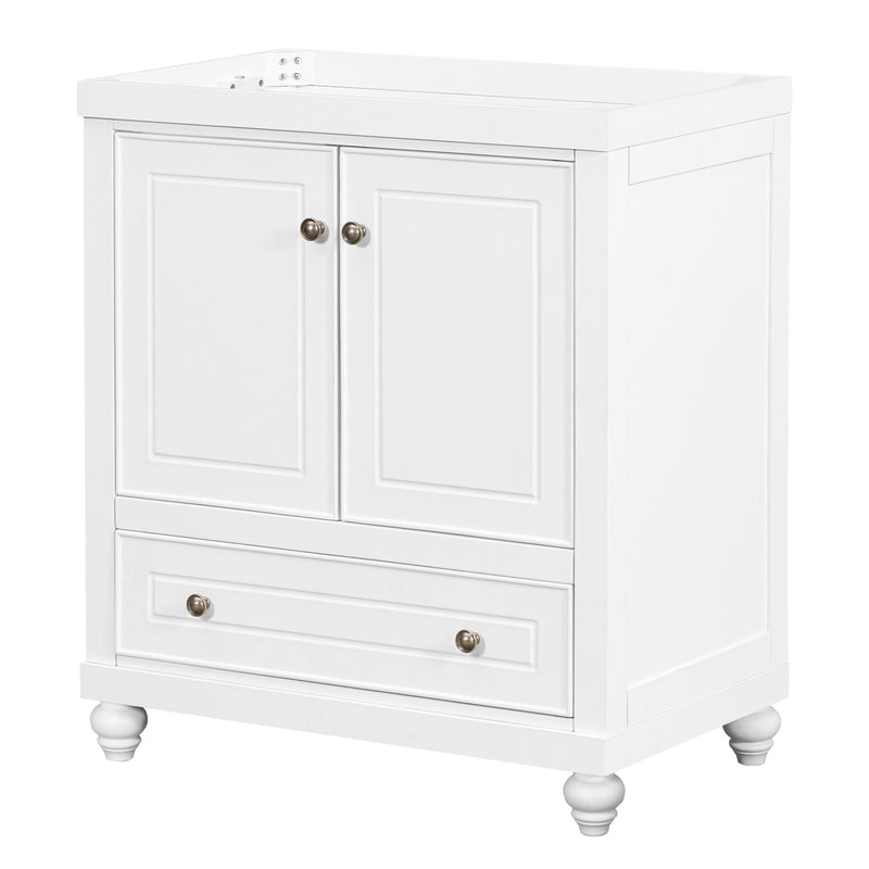 Bathroom Vanity Without Sink, Base Only, Cabinet With Doors And Drawer, Solid Frame And MDF Board - White