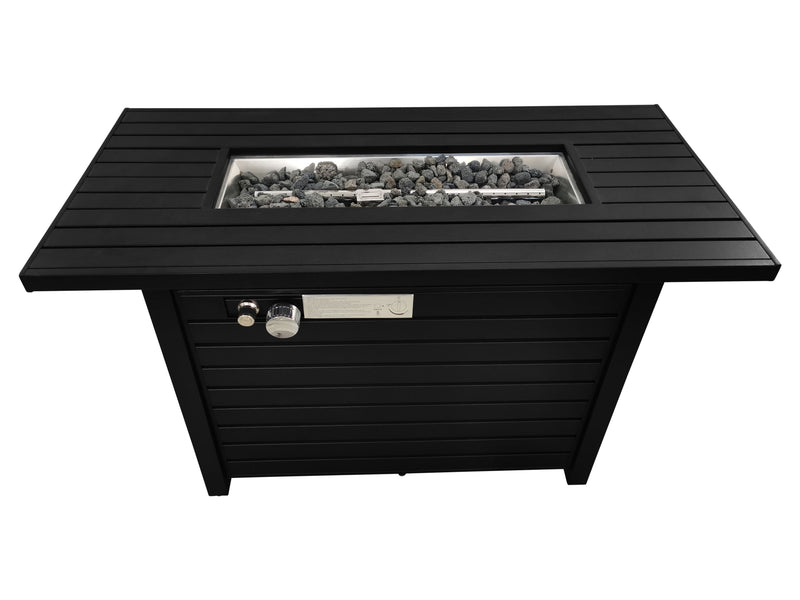 Outdoor Fire Pit Table With Lid Fuel Versatility- Black