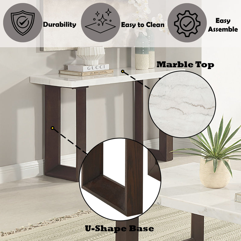 Edwyn - Natural Marble Top End Table