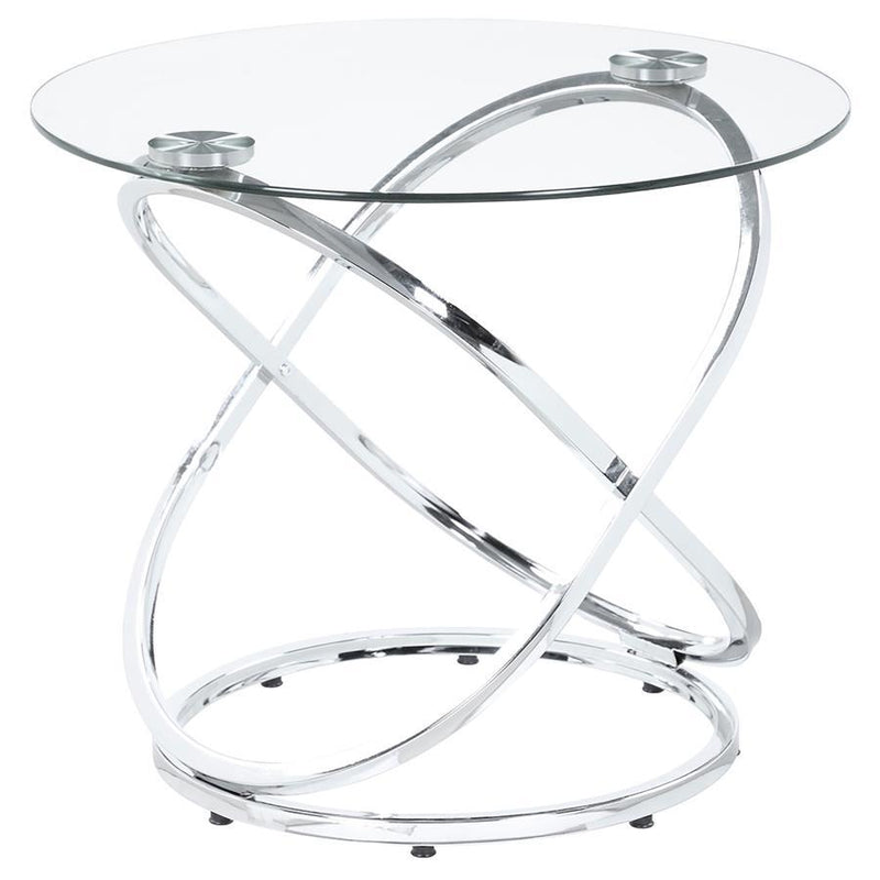 Warren - 3 Piece Oval Glass Top Coffee Table Set - Chrome