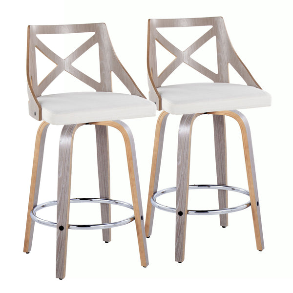 Charlotte - Farmhouse Fixed Height Counter Stool With Swivel With Round Footrest (Set of 2)