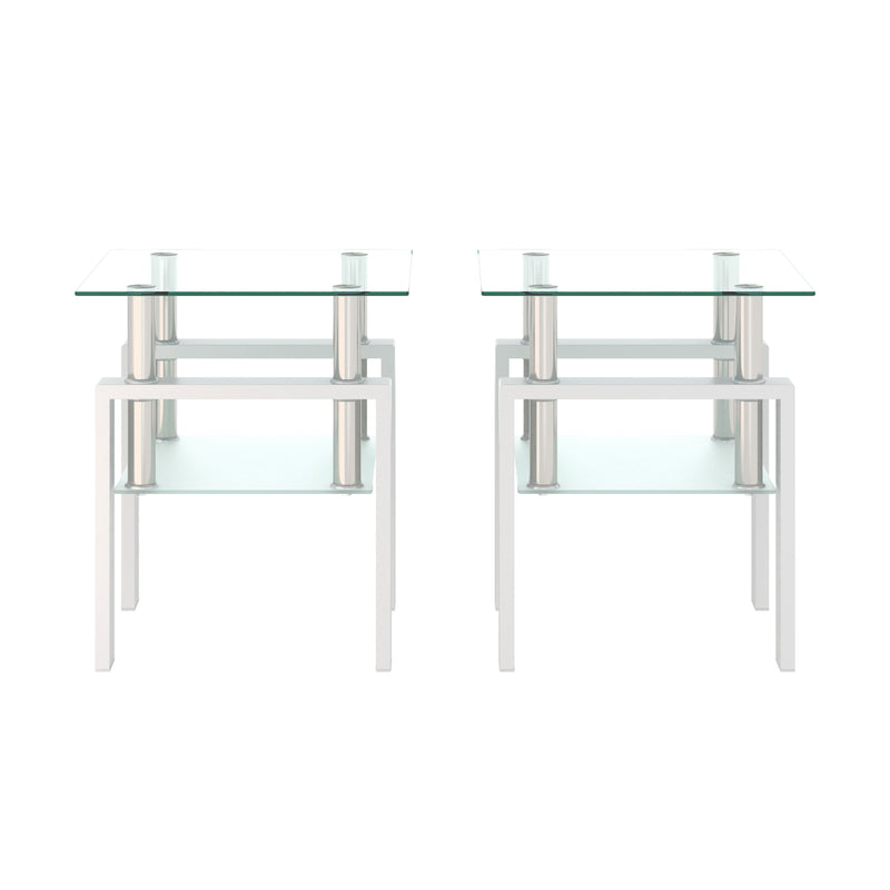 Modern Tempered Glass Tea Table, End Square Table For Living Room