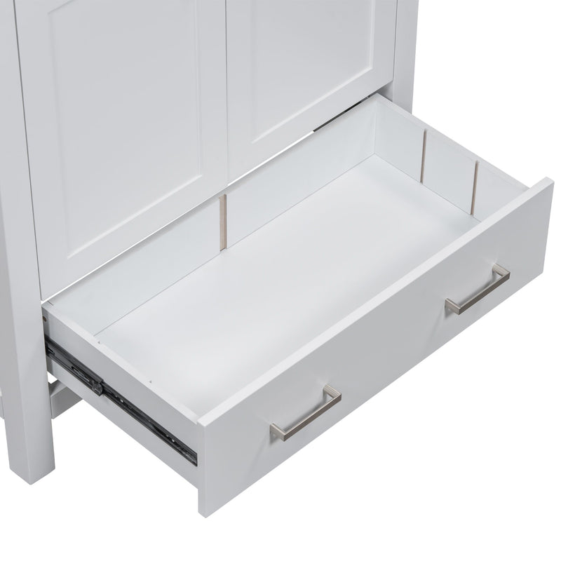 Bathroom Vanity With Single Sink, Combo Cabinet Undermount Sink, Bathroom Storage Cabinet With Two Doors And A Drawer, Soft Closing, Multifunctional Storage, Solid Wood Frame