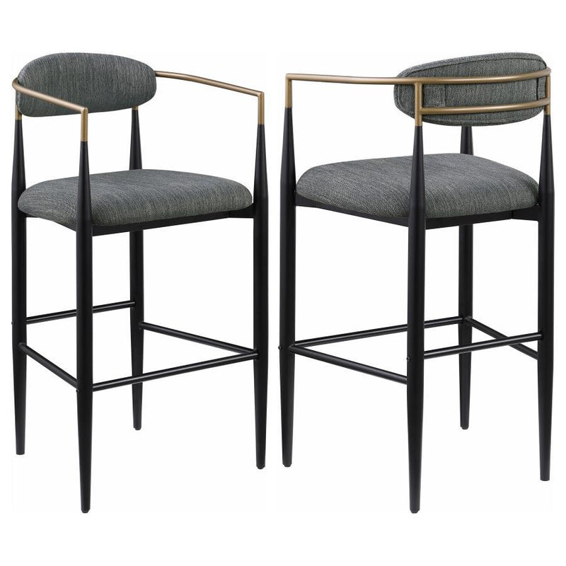 Tina - Metal Pub Height Bar Stool With Upholstered Back And Seat (Set of 2)