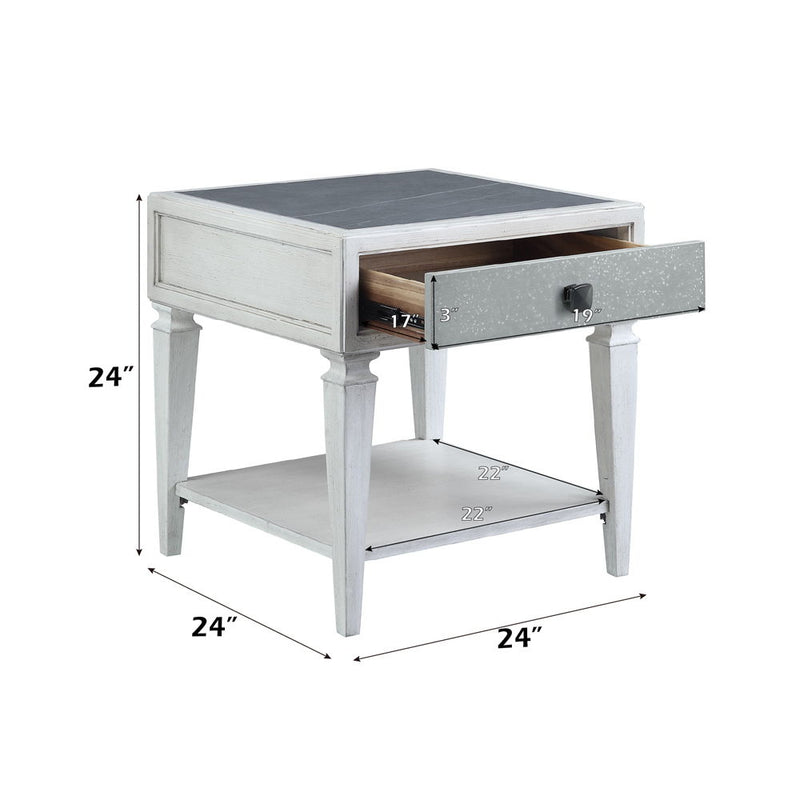 Katia - End Table - Rustic Gray & Weathered White Finish