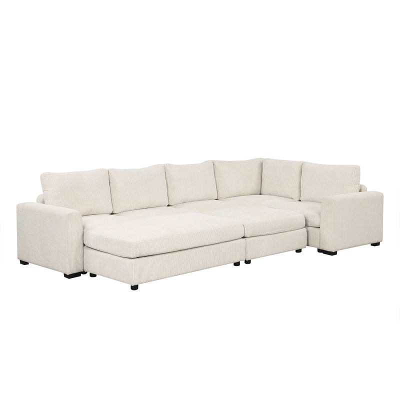 Sectional Couch Sofa Bed Modular Sofa With Two Movable Ottomans For Living Room