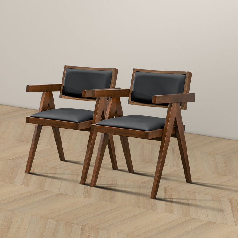 Athena - Dining Chair (Set of 2) - Black / Brown