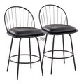 Riley - Claire Farmhouse Fixed Height Counter Stool With Swivel With Round Footrest (Set of 2)