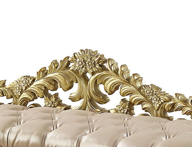 Cabriole - Synthetic Leather Bench - Gold