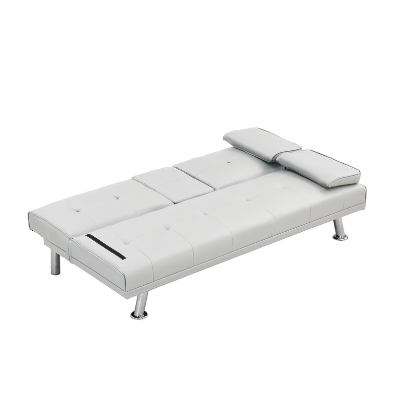 Leather Multifunctional Double Folding Sofa Bed For Office With Coffee Table